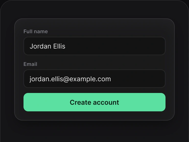 Create account form